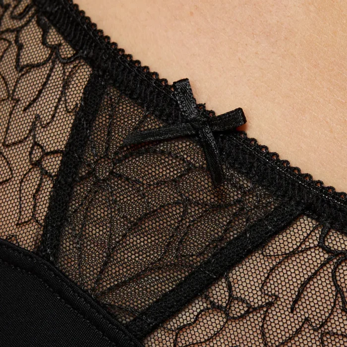 Semi Sheer Bikini Panty Gorteks Pamela Black - Alluring Low Rise Lace Panty - Image 15