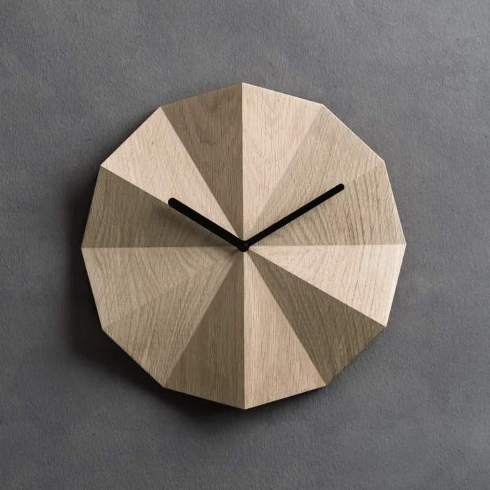 Delta Clock Oak - Sundial-Inspired Wall Clock | Silent Operation & Sophisticated Design - Image 6