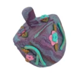 Handmade Judaica Hanukkah Dreidel - Purple Floral with Turquoise Letters | Artisan Crafted Dreidel from Israel