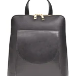 Anna Luchini Stylish SS23 Black Leather Backpack 100% Cow Leather, Elegant Design with Multiple Compartments