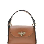 Anna Luchini 100% Cow Leather Crossbody Bag - Flapover Closure, Studded Detail