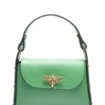 Anna Luchini Crossbody Bag SS23 AL 1816 VERDE - Elegant 100% Cow Leather Bag with Studded Details