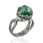Elegant Peridot Gemstone Filigree Art Sterling Silver Cocktail Ring for Women - Fashion Jewelry