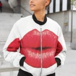 Red Lips Female Bomber Jacket - Stylish, Comfortable, and Durable