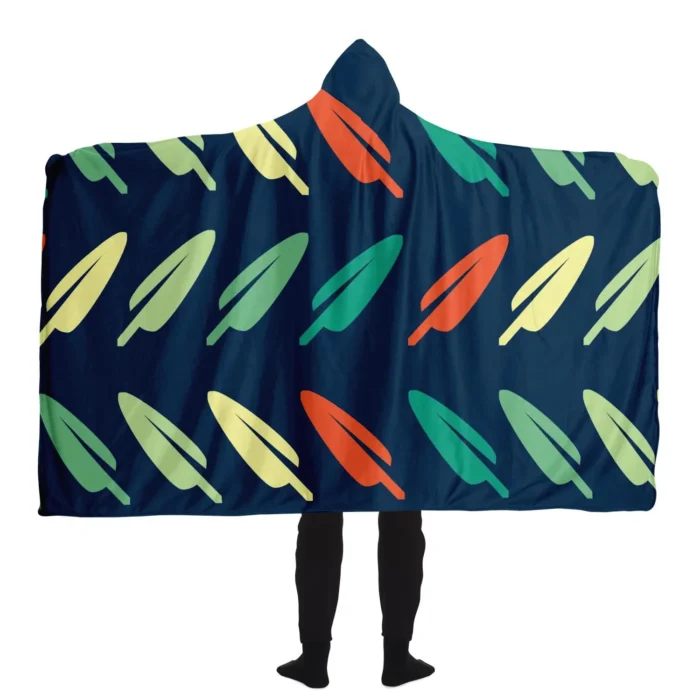 Abstract Leaf Pattern Hooded Blanket - Ultra Soft & Cozy | Perfect for Lounging & Snuggling - Image 1