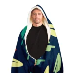 Abstract Leaf Pattern Hooded Blanket - Ultra Soft & Cozy | Perfect for Lounging & Snuggling - Image 2