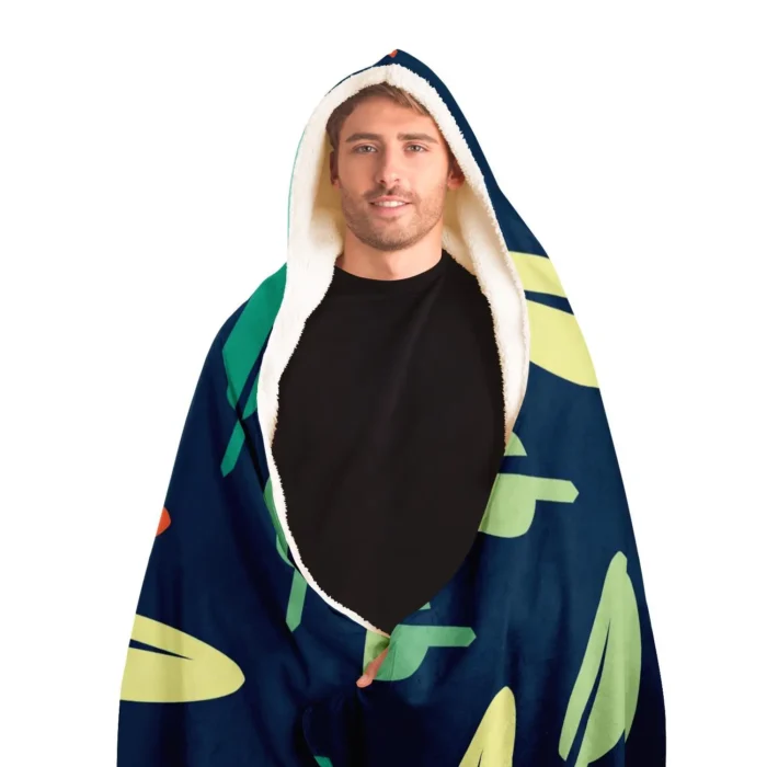 Abstract Leaf Pattern Hooded Blanket - Ultra Soft & Cozy | Perfect for Lounging & Snuggling - Image 2