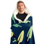 Abstract Leaf Pattern Hooded Blanket - Ultra Soft & Cozy | Perfect for Lounging & Snuggling - Image 3
