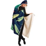 Abstract Leaf Pattern Hooded Blanket - Ultra Soft & Cozy | Perfect for Lounging & Snuggling - Image 7