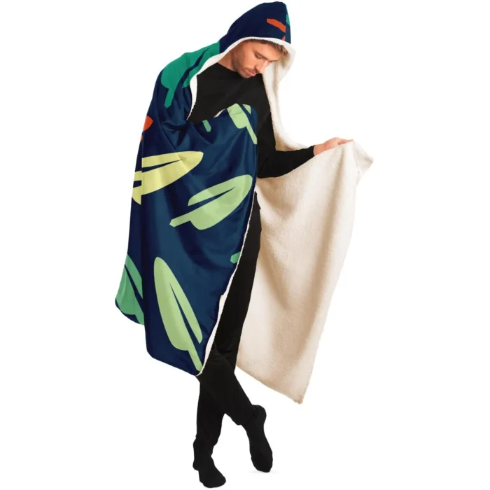 Abstract Leaf Pattern Hooded Blanket - Ultra Soft & Cozy | Perfect for Lounging & Snuggling - Image 7