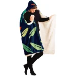 Abstract Leaf Pattern Hooded Blanket - Ultra Soft & Cozy | Perfect for Lounging & Snuggling - Image 8