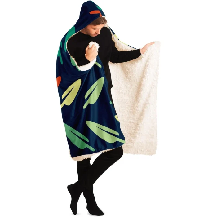 Abstract Leaf Pattern Hooded Blanket - Ultra Soft & Cozy | Perfect for Lounging & Snuggling - Image 8