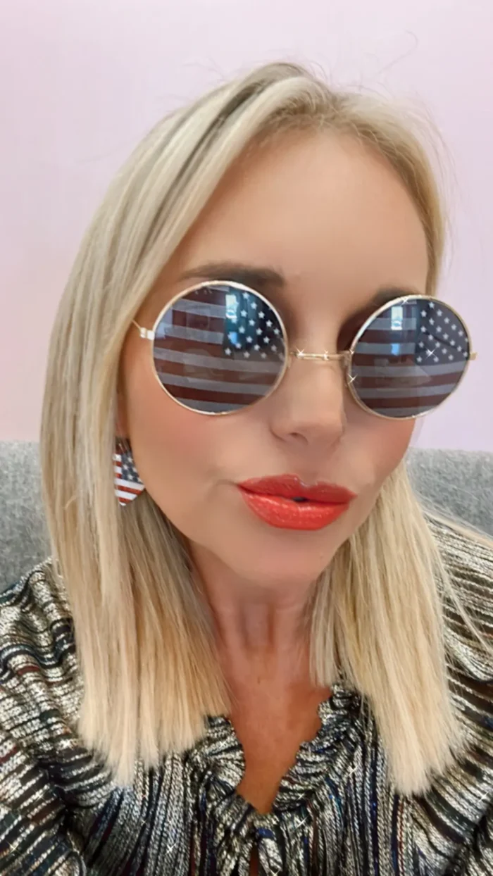 American Flag Round Shaped Sunglasses - Stylish Patriotic Eyewear - Image 2