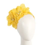 Elegant Yellow Lace Flower Fascinator by Max Alexander - Perfect for Racing Events & Special Occasions