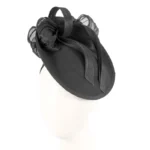 Elegant Black Plate with Stylish Bow Winter Fascinator | Handmade in Australia by Fillies Collection
