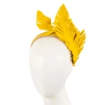Handcrafted Yellow Felt Leaf Winter Racing Fascinator by Max Alexander - Pure Wool & Comfortable Headband