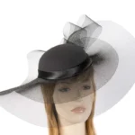 Elegant Black Large Brim Custom Made Ladies Hat - Perfect for Weddings and Special Occasions