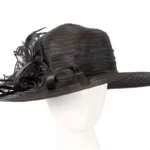 Elegant Black Ladies' Summer Hat - Wide Crinoline Braid Brim for Race Meetings & Garden Parties