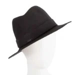 Elegant Black Rabbit Fur Wide Brim Fedora Hat for Ladies - Luxurious European Craftsmanship