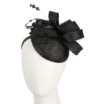Elegant Black Sinamay Racing Fascinator with Loops and Feathers - Perfect for Special Events