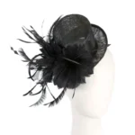 Elegant Black Sinamay and Feathers Fascinator - Perfect for Weddings, Tea Parties & Special Occasions