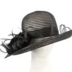 Elegant Black Hat with Feather Flower Ideal for Spring Racing & Special Events