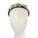 Elegant Black & White Crystal Headband by Cupids Millinery - Perfect for Racing Outfits