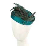 Bespoke Teal Green Fascinator Hat by Cupids Millinery - Luxurious Pillbox with Feathers, Made in Australia