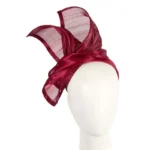 Elegant Bespoke Wine Silk Abaca Racing Fascinator by Fillies Collection - Hand-Crafted Millinery Masterpiece