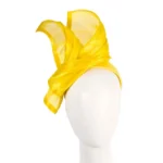 Elegant Bespoke Yellow Silk Abaca Racing Fascinator by Fillies Collection - Ideal for Spring Racing Events