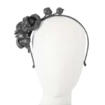 Elegant Black Leather Flowers Headband by Max Alexander - Perfect for Race Day & Special Occasions