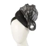 Elegant Black Pillbox Fascinator with Silver Bow - Perfect for Spring Racing Events | Fillies Collection