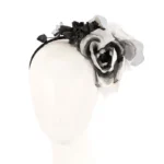 Elegant Black & White Flower Fascinator Headband by Max Alexander - Perfect for Racing & Special Occasions