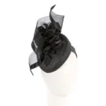 Elegant Black Pillbox Fascinator with Silk Flower by Fillies Collection - Perfect for Race Day