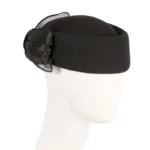 Elegant Black Jackie Onassis Style Felt Beret - Luxurious Silk Abaca Bow, Made in Australia | Fillies Collection