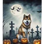 Akita Spooky Halloween Garden Flag - Double-Sided, Weatherproof, USA Made