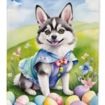 Alaskan Klee Kai Easter Egg Hunt House Flag - Vibrant Dual-Sided Print, Heavy Duty Polyester, 28 x 40 Inches