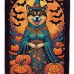 Akita Witchy Halloween House Flag - Large 28x40 Inch Double-Sided Polyester Flag for Spooky Home Decor