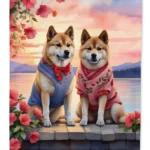 Premium Akita Two Hearts Garden Flag - Valentine's Day Special | Durable & Weatherproof