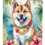 Akita Luau House Flag - Tropical Vibe with Breed-Specific Artwork | Durable & Weather-Resistant