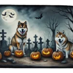 Akita Spooky Halloween Dish Drying Mat - Absorbent, Durable, Non-Slip 14x22" Drying Pad with Halloween Akita Art