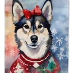 Festive Alaskan Klee Kai Christmas Garden Flag - Premium Double-Sided Decorative Flag, Made in USA