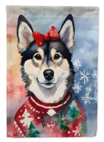 Festive Alaskan Klee Kai Christmas Garden Flag - Premium Double-Sided Decorative Flag, Made in USA