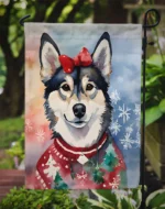 Festive Alaskan Klee Kai Christmas Garden Flag - Premium Double-Sided Decorative Flag, Made in USA - Image 3