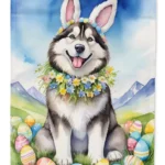 Alaskan Malamute Easter Egg Hunt Garden Flag | Vibrant, Double-Sided, Weatherproof Decor
