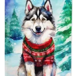 Festive Alaskan Malamute Christmas Garden Flag - High-Quality, Weatherproof Decor, Made in the USA
