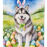 Alaskan Malamute Easter Egg Hunt House Flag - Durable & Vibrant, 28 x 40 inches