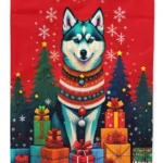 Alaskan Klee Kai Christmas Holiday House Flag | Large 28" x 40" Dual-Sided Decorative Flag