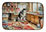 Alaskan Malamute Christmas Cookies Dish Drying Mat - Festive and Functional Kitchen Accessory