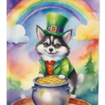 Alaskan Klee Kai St Patrick's Day Garden Flag - Festive Dog Artwork, Durable, Weatherproof, Double-Sided, Made in USA